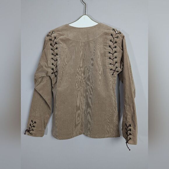 Anne Larochelle Medieval Corduroy top with laces size small - Picture 4 of 7